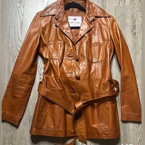 Genuine, leather, cognac jacket made in Taiwan
